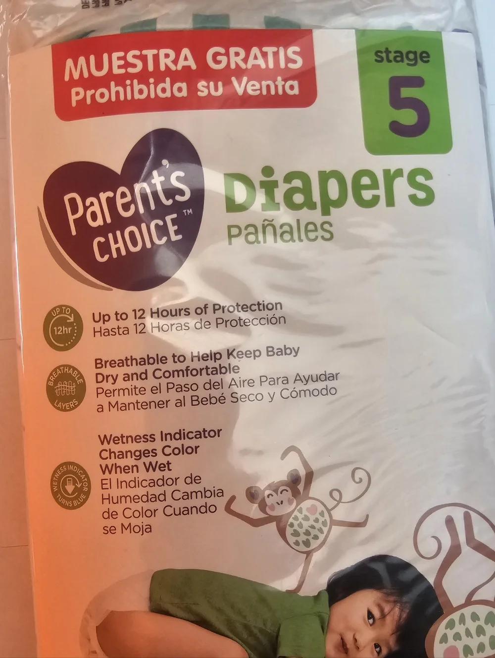 Parent's Choice Diapers with Purple and White Design 80 Diapers Stage 5